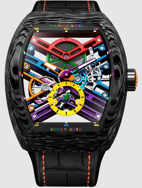 Buy Franck Muller Vanguard Skeleton Color Dreams Replica Watch for sale Cheap Price V 43 S6 SQT COL DR NR CARBON COL DR SKELETON (OR)